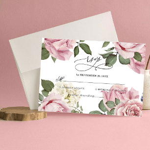 Elegant Floral Rozen Wedding RSVP Kaart