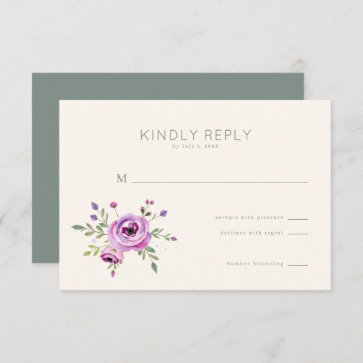 Elegant Floral RSVP Card (Voorkant / Achterkant)