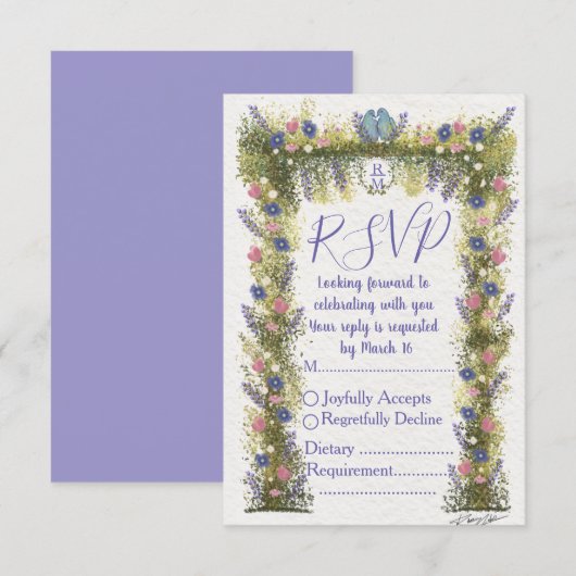Elegant Floral RSVP Card 5x3.5 - Hand-Drawn Art (Voorkant / Achterkant)