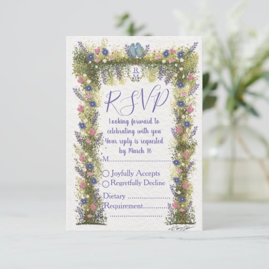 Elegant Floral RSVP Card 5x3.5 - Hand-Drawn Art (Staand voorkant)