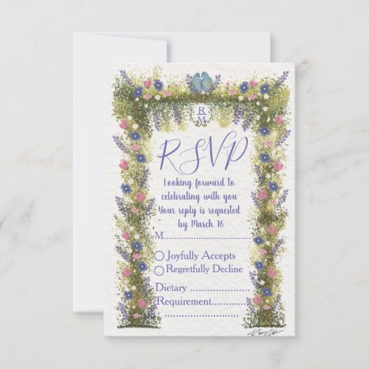 Elegant Floral RSVP Card 5x3.5 - Hand-Drawn Art (Voorkant)