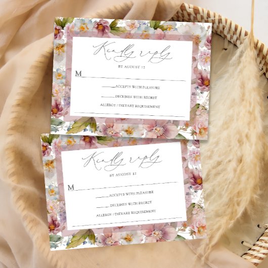 Elegant Floral RSVP Invitation Briefkaart