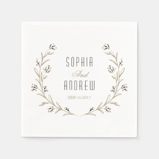 Elegant floral rustic country bruiloft monogram servetten (Voorkant)