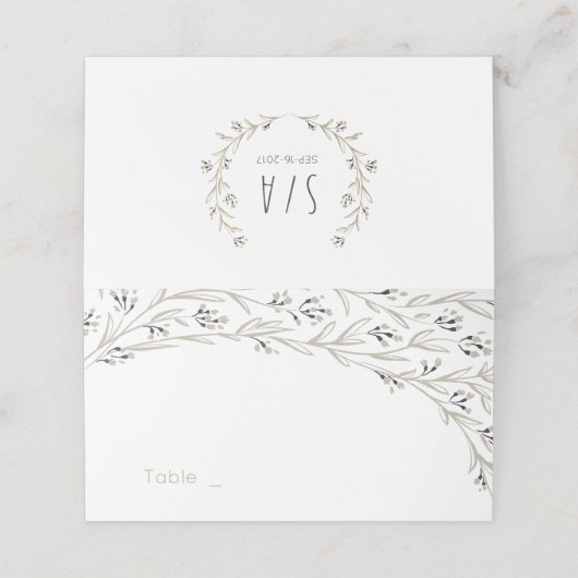 Elegant floral rustic country bruiloft place-kaart plaatskaartje (Buitenkant ongevouwen)