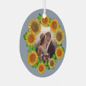 Elegant Floral Rustic Dusty Blue Wedding Sunflower Metalen Ornament (Voorkant Rechts)