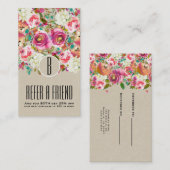 Elegant Floral Rustic Kraft Monogram Shabby Chic Aanbevelingskaartje (Voorkant / Achterkant)