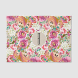 Elegant Floral Rustic Kraft Monogram Shabby Chic Tissuepapier