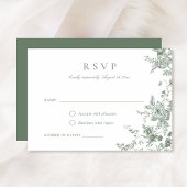 Elegant Floral Sage Green Botanical RSVP Card Kaart