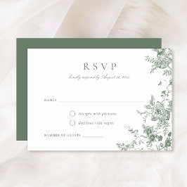 Elegant Floral Sage Green Botanical RSVP Card Kaart