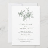 Elegant Floral Sage Green Botanical Wedding Kaart (Voorkant)