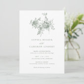 Elegant Floral Sage Green Botanical Wedding Kaart (Staand voorkant)