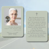 Elegant Floral Sage Green Funeral Prayer Card Visitekaartje