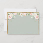 Elegant Floral Sage Green Gold Script Weduwschap R RSVP Kaartje (Achterkant)