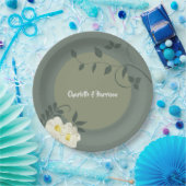Elegant Floral Sage Green Papieren Bordje (Feest)