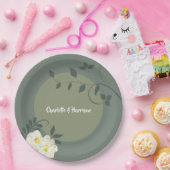 Elegant Floral Sage Green Papieren Bordje (Feest)