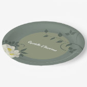 Elegant Floral Sage Green Papieren Bordje (Gekanteld)