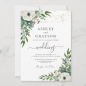 Elegant Floral Sage Green Wedding Kaart (Voorkant)