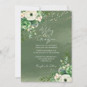 Elegant Floral Sage Green Wedding Kaart (Voorkant)