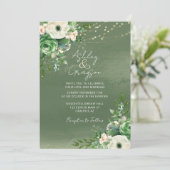 Elegant Floral Sage Green Wedding Kaart (Staand voorkant)