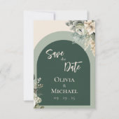 Elegant Floral Sage Green Wedding Save the Date (Voorkant)