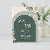Elegant Floral Sage Green Wedding Save the Date (Staand voorkant)