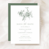 Elegant Floral Sage Green Wedding Save the Date Kaart