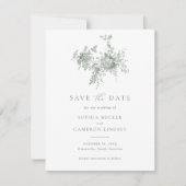 Elegant Floral Sage Green Wedding Save the Date Kaart (Voorkant)