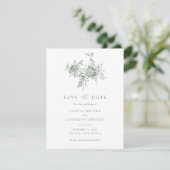 Elegant Floral Sage Green Wedding Save the Date Kaart (Staand voorkant)