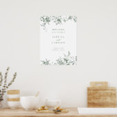 Elegant Floral Sage Vintage Weddenschap Welkomstbo Poster (Keuken)