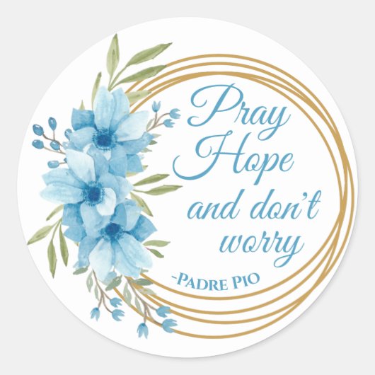 Elegant Floral Saint Padre Pio Christelijk Ronde Sticker (Voorkant)