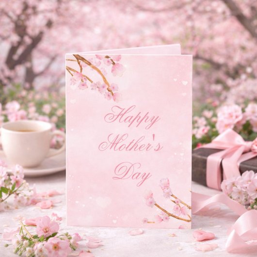 Elegant Floral Sakura Greeting for Mom Kaart