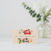 Elegant Floral Salon Scissors Logo Benoeming Visitekaartje (Staand voorkant)