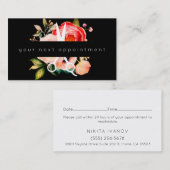 Elegant Floral Salon Scissors Logo Benoeming Visitekaartje (Voorkant / Achterkant)