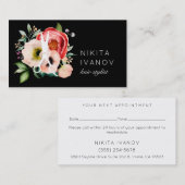 Elegant Floral Salon Scissors Logo Benoeming Visitekaartje (Voorkant / Achterkant)