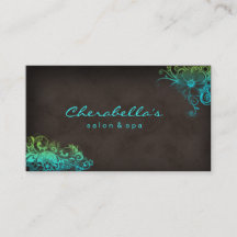 Elegant Floral Salon Spa Stylish Blue Green Brown