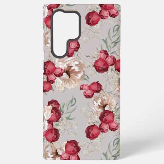 Elegant Floral Samsung Galaxy Case with Red Roses Hoesje (Achterkant)