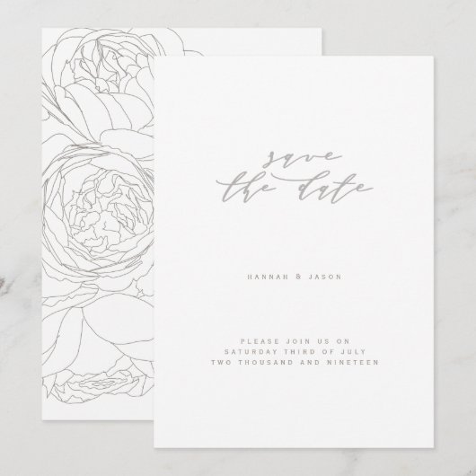 Elegant floral save the date (Voorkant / Achterkant)