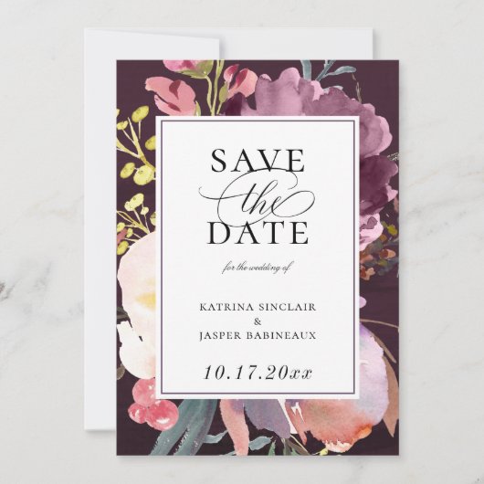 Elegant Floral Save the Date Aankondiging (Voorkant)