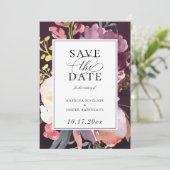 Elegant Floral Save the Date Aankondiging (Staand voorkant)