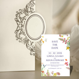 Elegant Floral Save the Date Card Kaart