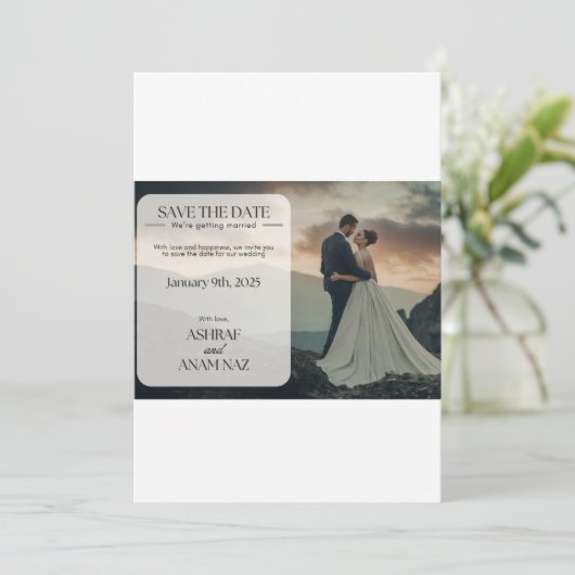 Elegant Floral Save the Date Card – Modern Wedding (Staand voorkant)
