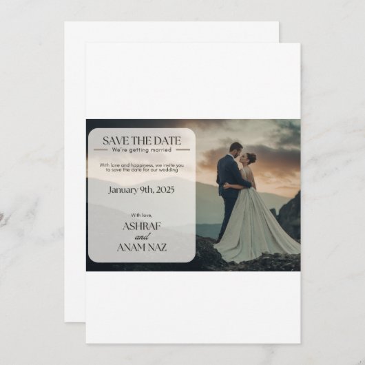 Elegant Floral Save the Date Card – Modern Wedding (Voorkant / Achterkant)