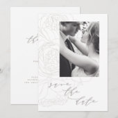 Elegant floral save the date. date (Voorkant / Achterkant)