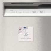 Elegant floral Save the Date Dusty blue beige Magneet (Insitu (Vaatwasser))