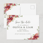 Elegant Floral Save the Date Post Card Uitnodiging Briefkaart (Voorkant / Achterkant)