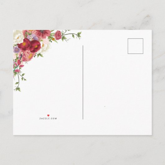 Elegant Floral Save the Date Post Card Uitnodiging Briefkaart (Achterkant)