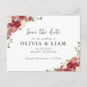 Elegant Floral Save the Date Post Card Uitnodiging Briefkaart (Voorkant)