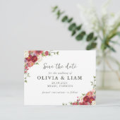 Elegant Floral Save the Date Post Card Uitnodiging Briefkaart (Staand voorkant)