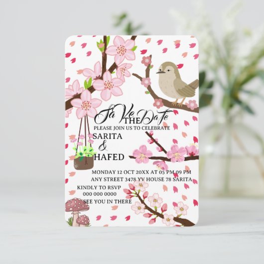 Elegant floral save the date template, wildflower (Staand voorkant)