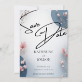 Elegant Floral Save the Date Wedding Card  (Voorkant)